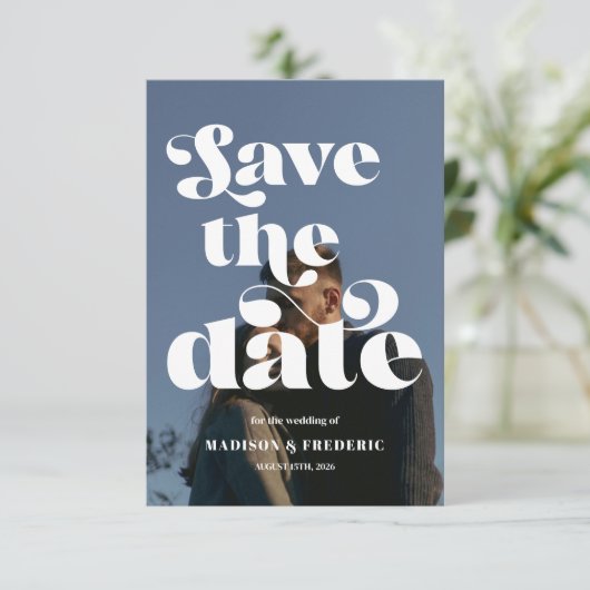 Retro Script Trouw QR Code Save The Date (Staand voorkant)