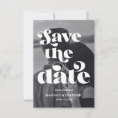 Retro Script Trouw QR Code Zwart en Wit Save The Date (Voorkant)