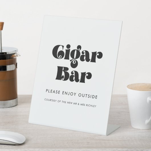  Retro Script Trouwsigarenbar Reclamebord Met Voetstuk (Insitu)