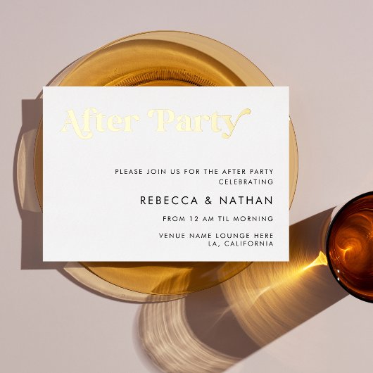 Retro Script Typografie Trouwfeest After Party Ech Folie Uitnodiging