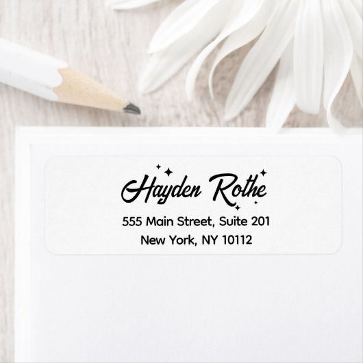 Retro Script Typografie Zwart-wit Etiket (Insitu)