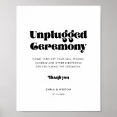  retro script Unplugged bruiloft ceremonie Poster (Voorkant)