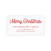 Retro script Vrolijk kerstgezin Etiket (Voorkant)