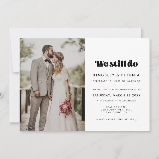  retro script We doen nog steeds Vow vernieuwing f Kaart (Voorkant)