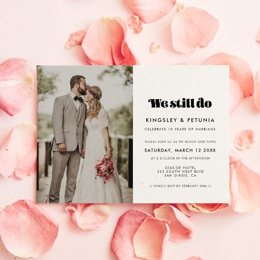 retro script We doen nog steeds Vow vernieuwing f Kaart