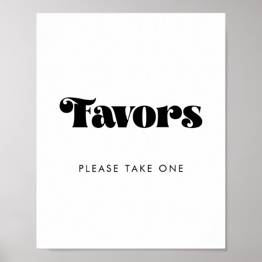 Retro Script Wedding Favors Sign Poster (Voorkant)