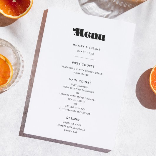  Retro Script Wedding Menu