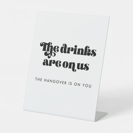 Retro Script Wedding Open Bar Reclamebord Met Voetstuk (Voorkant)