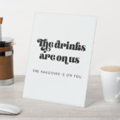  Retro Script Wedding Open Bar Reclamebord Met Voetstuk (Insitu)