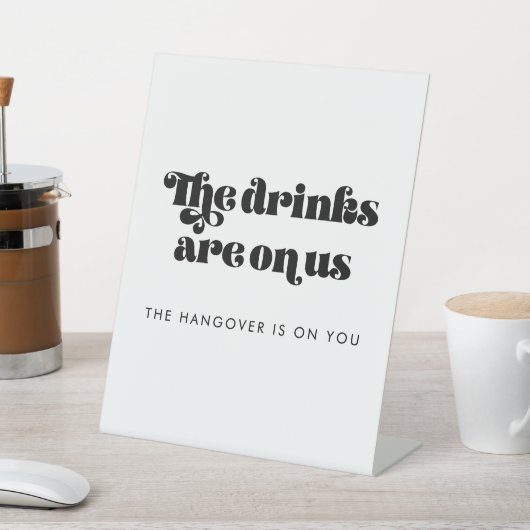 Retro Script Wedding Open Bar Reclamebord Met Voetstuk (Insitu)