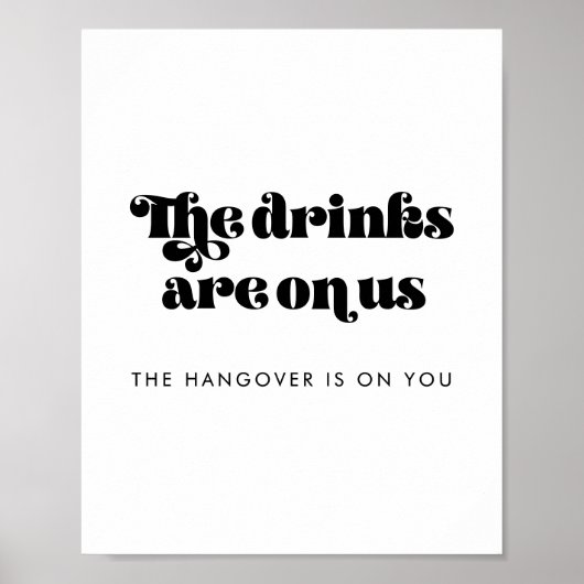 Retro Script Wedding Open Bar teken Poster (Voorkant)