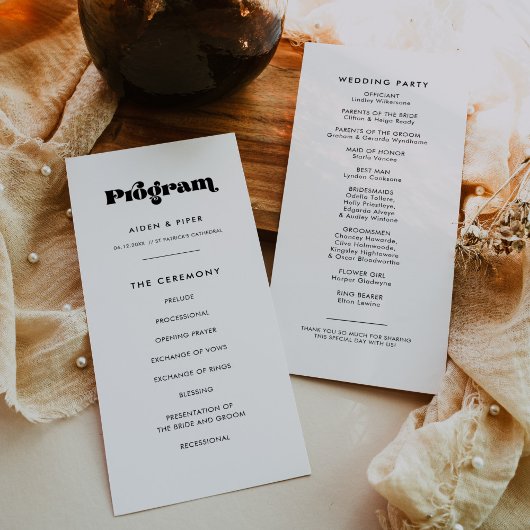 Retro Script Wedding Programma