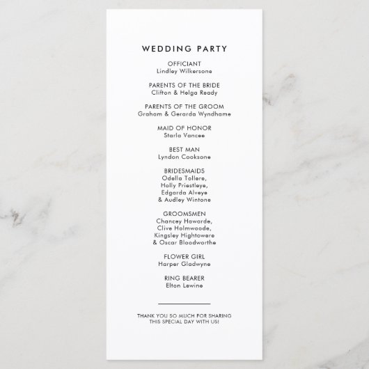  Retro Script Wedding Programma (Achterkant)