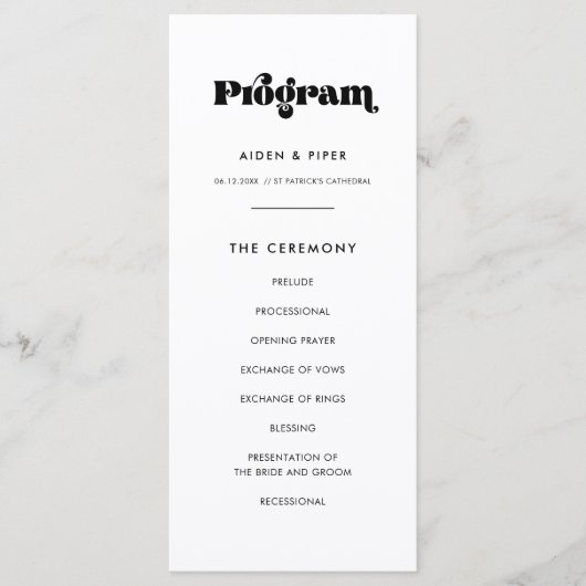 Retro Script Wedding Programma (Voorkant)