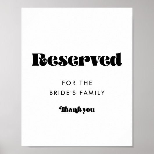 Retro Script Wedding Reserved Sign Poster (Voorkant)