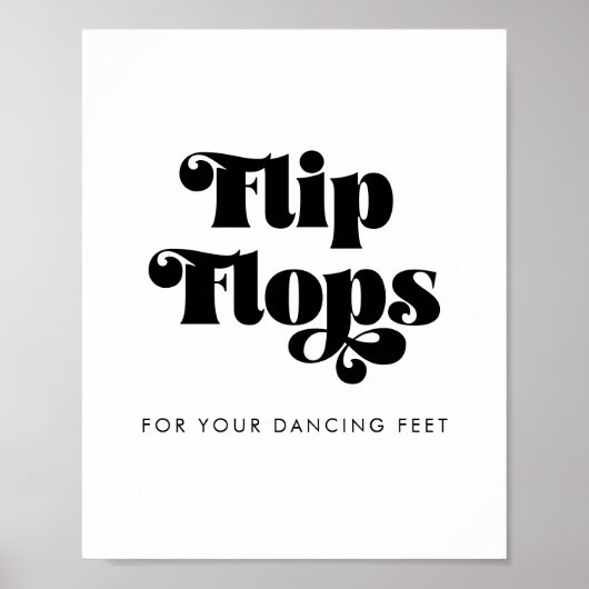  Retro Script Wedding Teenslippers Sign Poster (Voorkant)