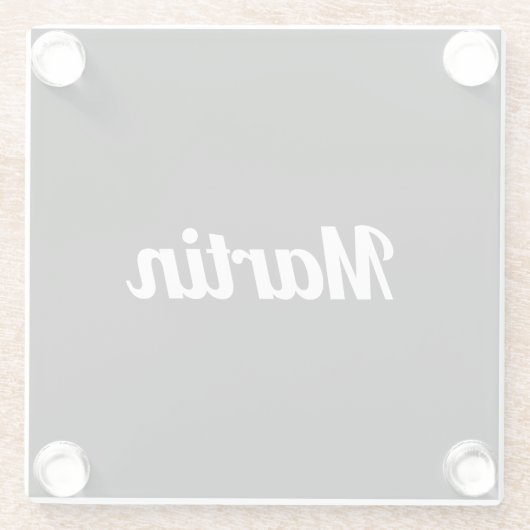 Retro-script | Zwarte of DIY-kleur Glazen Onderzetter (Achterkant)