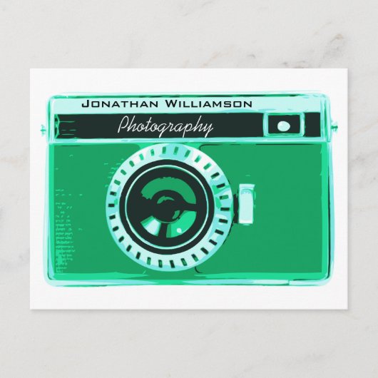 Retro Seafoam Green Camera Fotografie Briefkaart (Voorkant)