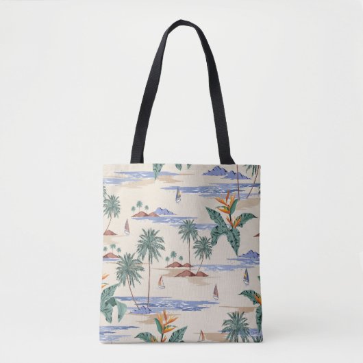 Retro seamless tropical island pattern on light be draagtas (Voorkant)