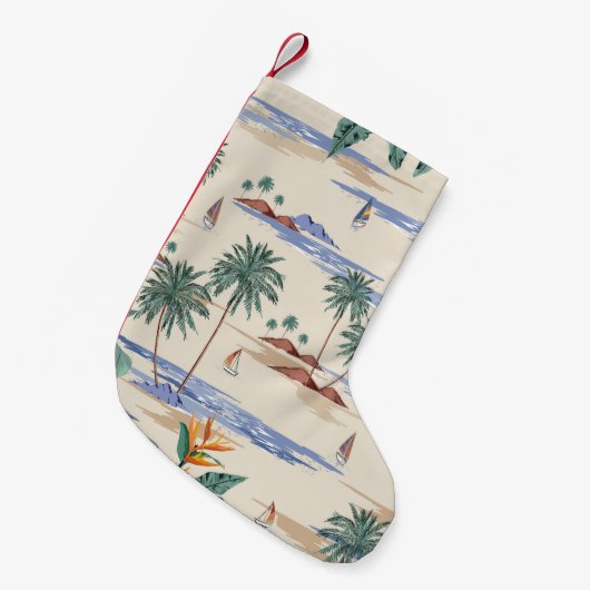 Retro seamless tropical island pattern on light be kleine kerstsok (Voorkant (Hangend))