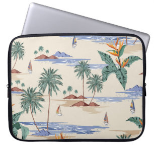Retro seamless tropical island pattern on light be laptop sleeve