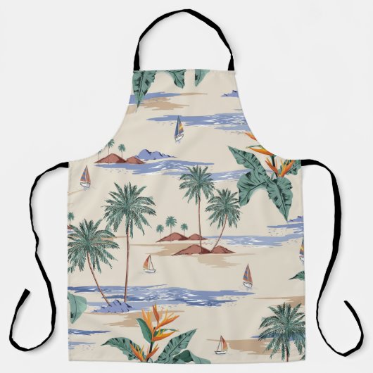 Retro seamless tropical island pattern on light be schort (Voorkant)