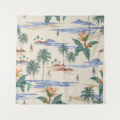 Retro seamless tropical island pattern on light be wandkleed (Voorkant)