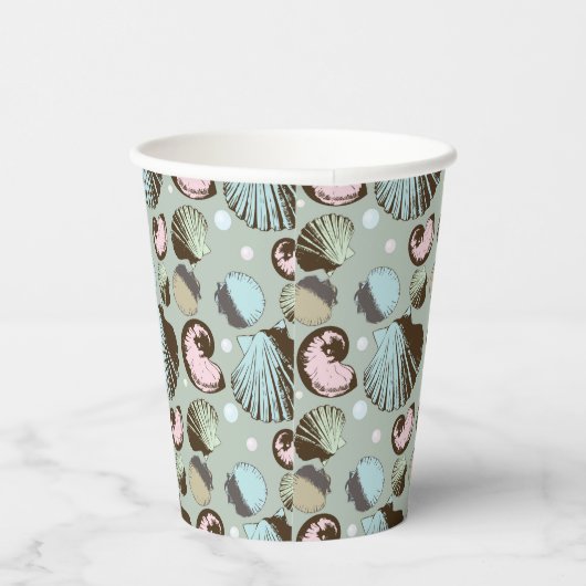 Retro Seashell Patroon Papieren Bekers (Rechts)