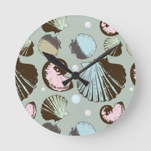 Retro Seashell Patroon Ronde Klok