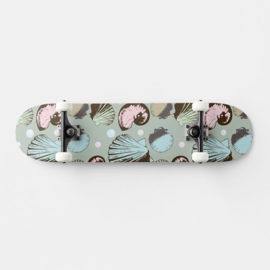Retro Seashell Patroon Skateboard (Horizontaal)