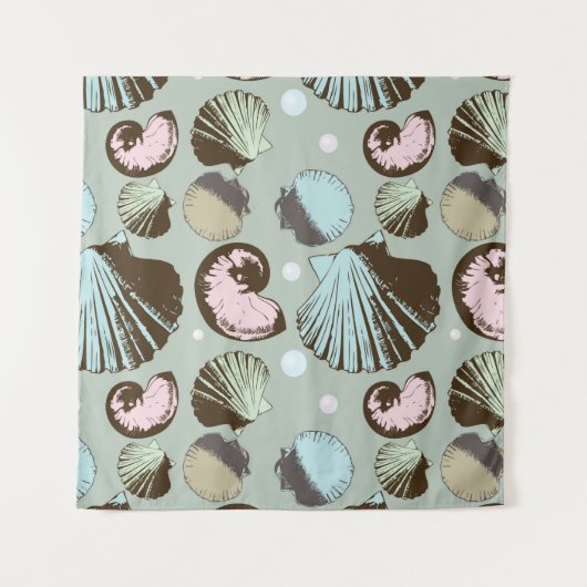 Retro Seashell Patroon Wandkleed (Voorkant (horizontaal))