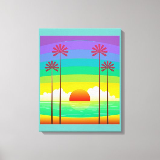 Retro Seaside Sunrise  Canvas Afdruk (Voorkant)