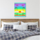 Retro Seaside Sunrise  Canvas Afdruk (Insitu (Slaapkamer))