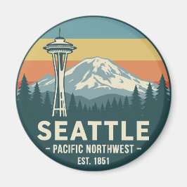 Retro Seattle Pacific Northwest Mt. Rainier Magneet