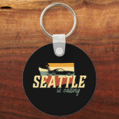  Retro Seattle Washington City Map VS Sleutelhanger (Voorkant)