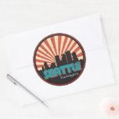 Retro Seattle Washington State Skyline 80's Ronde Sticker (Envelop)