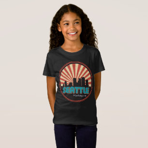 Retro Seattle Washington State Skyline 80's T-shirt