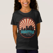 Retro Seattle Washington State Skyline 80's T-shirt (Voorkant)