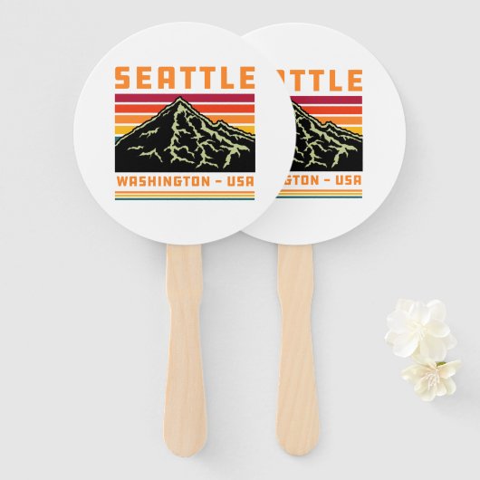 Retro Seattle Washington State Souvenir Mountain Handwaaier (Voorkant en achterkant)