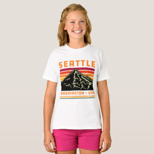 Retro Seattle Washington State Souvenir Mountain T-shirt