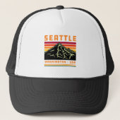 Retro Seattle Washington State Souvenir Mountain Trucker Pet (Voorkant)