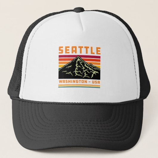 Retro Seattle Washington State Souvenir Mountain Trucker Pet (Voorkant)
