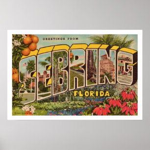 Retro Sebring Florida Briefkaart Print