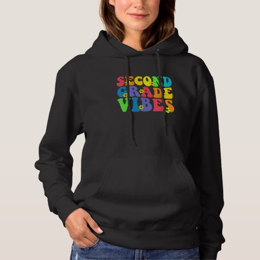 Retro second 2nd grade vibes back to school teache hoodie (Voorkant)