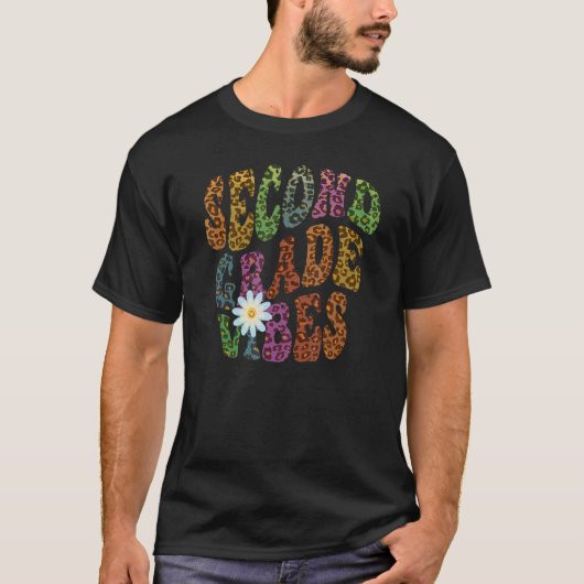 Retro SECOND GRADE VIBES Teacher Peace Love 2e Gr T-shirt (Voorkant)