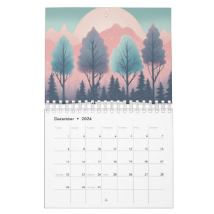 Retro seizoensgebonden kunstkalender   Levendige p Kalender