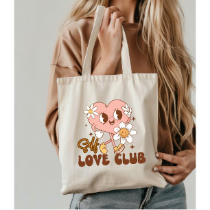 Retro Self Love Club Geestelijke Gezondheid Tote Bag