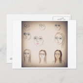 Retro Self-Portrait Post Card Briefkaart (Voorkant / Achterkant)