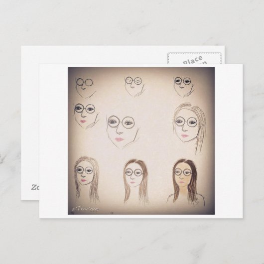 Retro Self-Portrait Post Card Briefkaart (Voorkant / Achterkant)