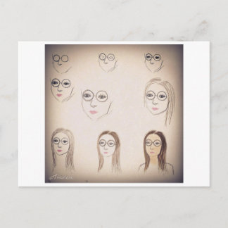 Retro Self-Portrait Post Card Briefkaart